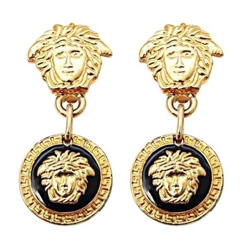 versace earrings black